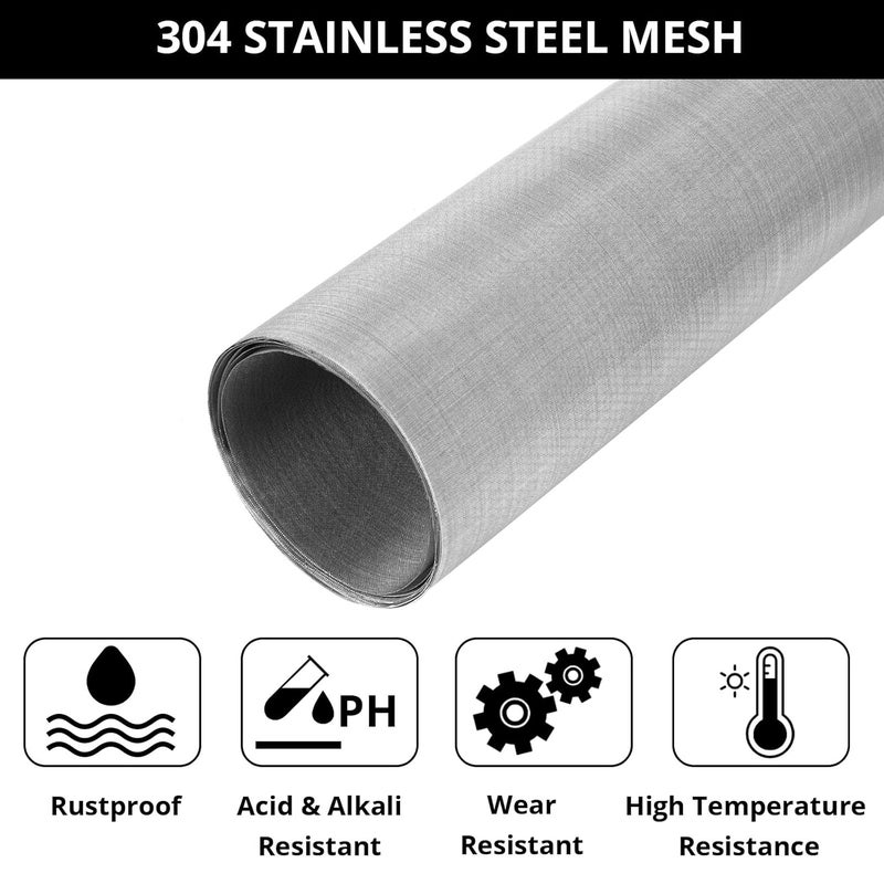 ANGELIOX 2 Pack 304 Stainless Steel Woven Wire Mesh 120 Mesh Ultra Fine, Metal Filter Screen Mesh Sheet 12"x45"0.125mm Hole Filtration Cloth for Home,Kitchen,Food, Garden,Window,Air Vent - Image 2